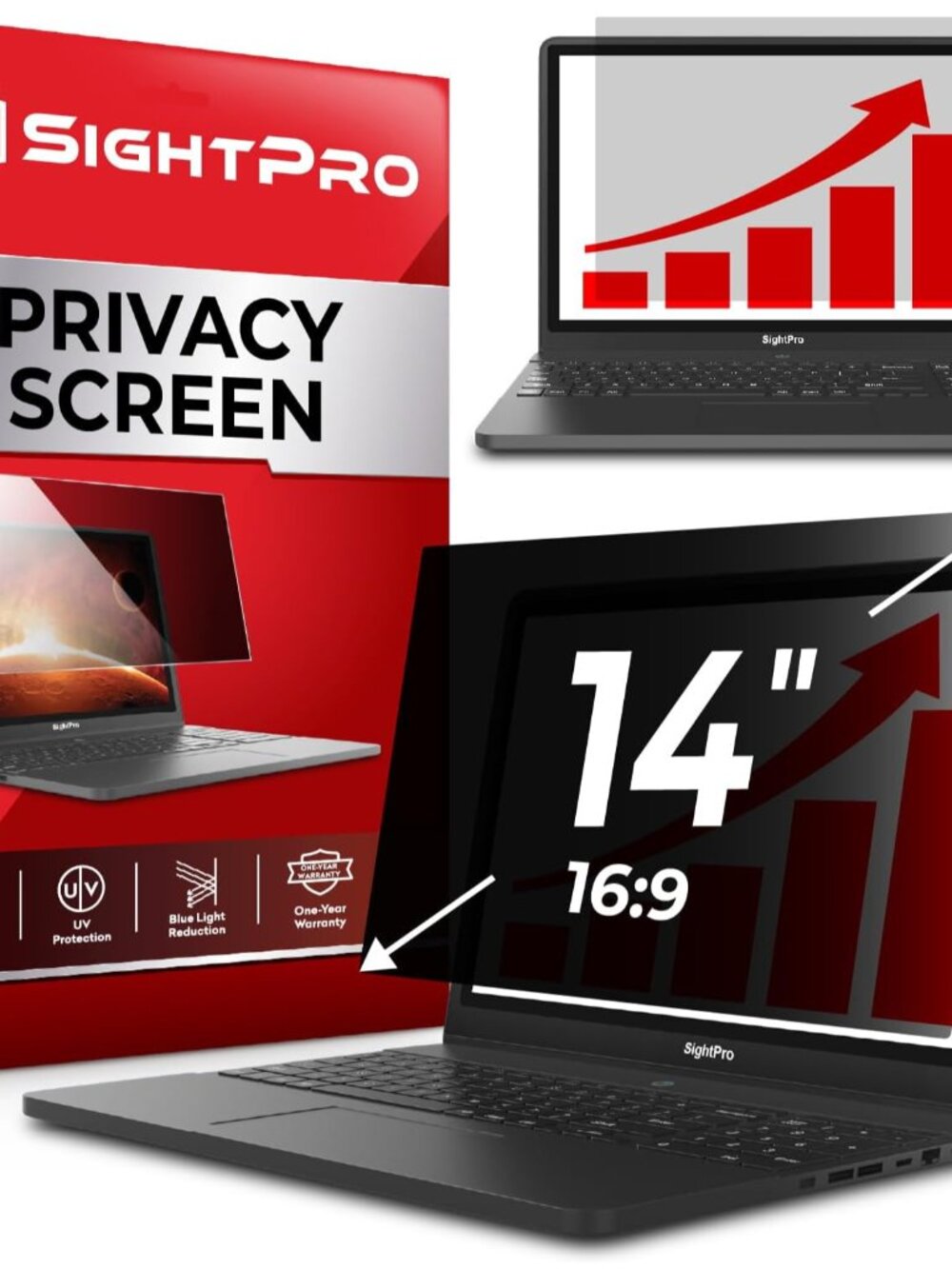 14 Inch 16:9 Laptop Privacy Screen Filter - Privacy Shield and Anti-Glare Protec